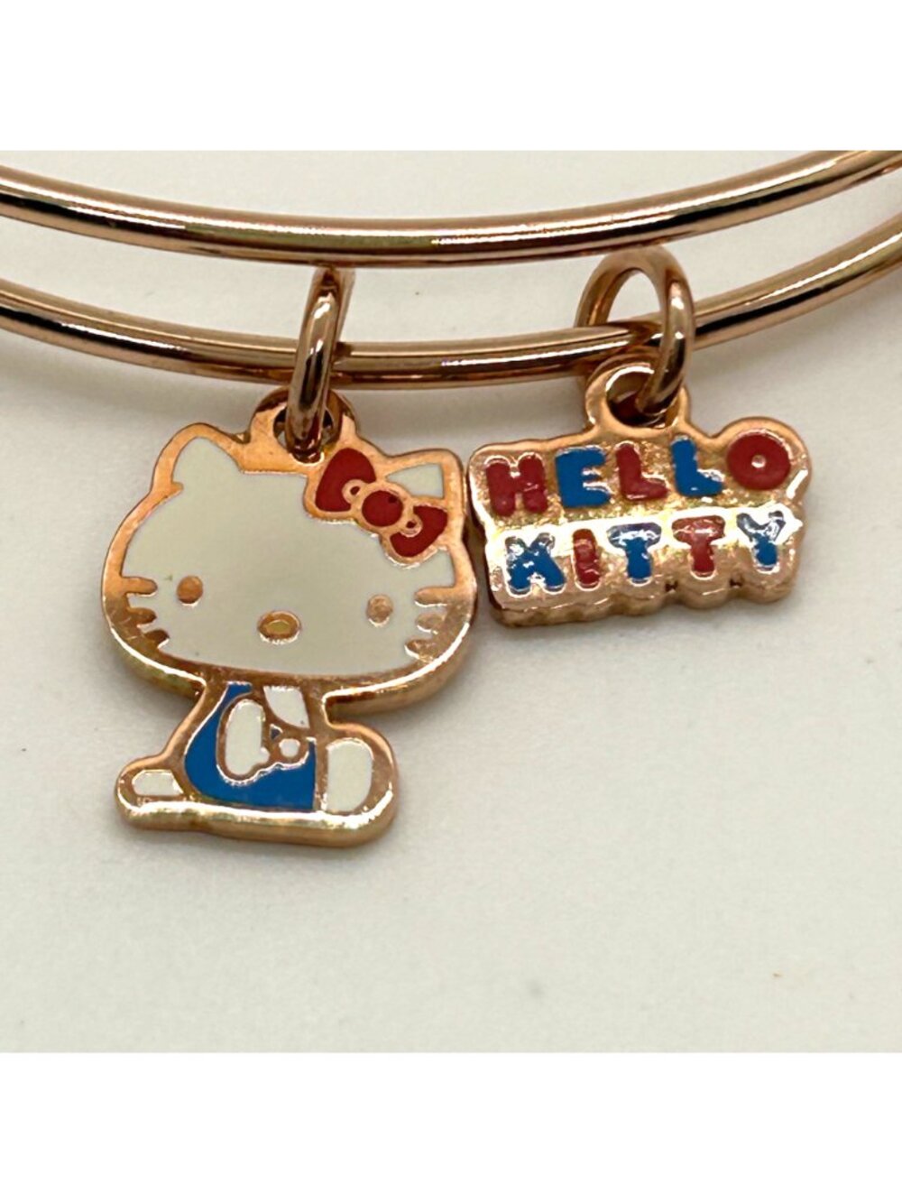 Alex And Ani Hello Kitty Duo Charm Bangle Bracelet Rose Gold Tone Expandable - Picture 6 of 11